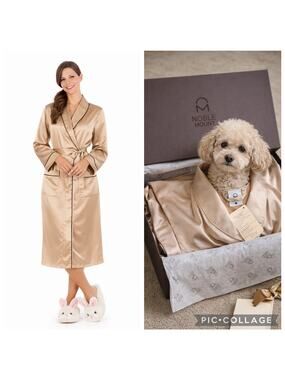 MSRP $125 ✨ Noble Mount Premium Satin Robe – Champagne | Size M ✨SAME DAY SHIP